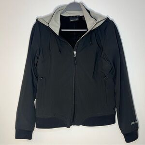 Marmot Women’s Softshell Hooded Jacket Black Gray Fleece Lined Size Medium